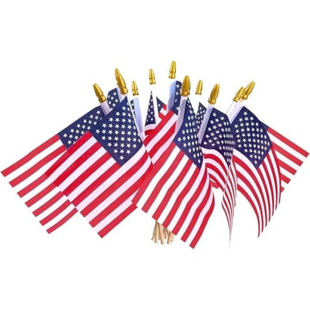 12 Pcs Small American Flags On Stick, Patriotic Decorations Small 4